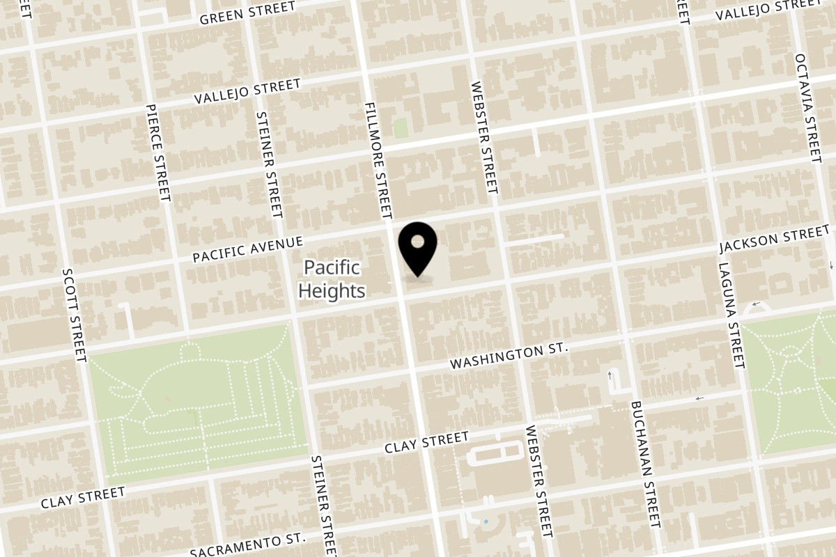 Map showing the location of Jackson Fillmore Trattoria on 2506 Fillmore St in San Francisco